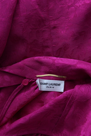 Saint Laurent Floral-Jacquard Pussy-Bow Silk Blouse