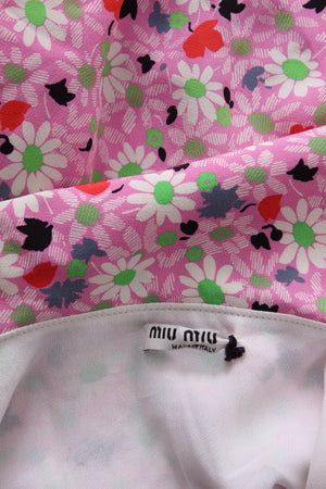 Miu Miu Floral Printed Self-Tie Cropped Silk Blouse