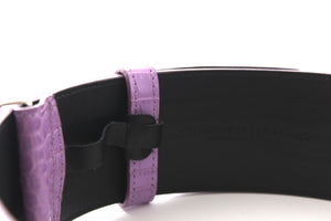 Alessandra Rich Crystal-Embellished Buckle Embossed-Leather Belt
