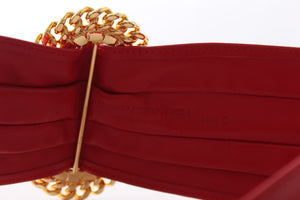 Alessandra Rich Crystal-Embellished Buckle Leather Belt