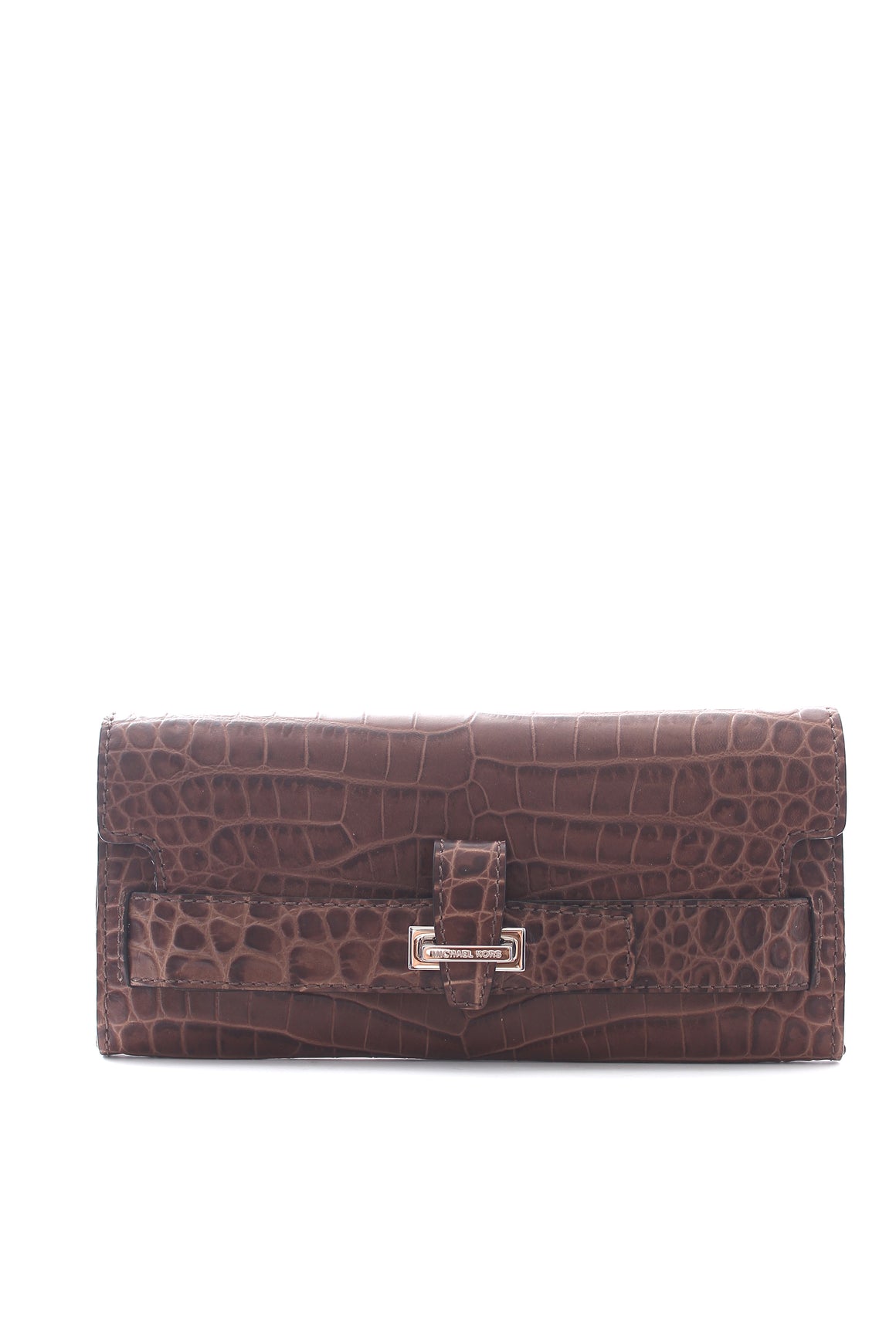 Michael Kors Collection Croc-Embossed Leather Clutch Bag
