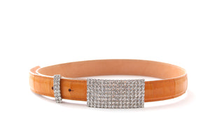 Alessandra Rich Crystal Buckle Leather Belt