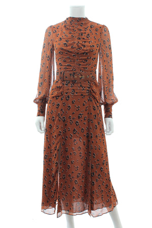 Nicholas Leopard Print Silk-Georgette Ruched Dress