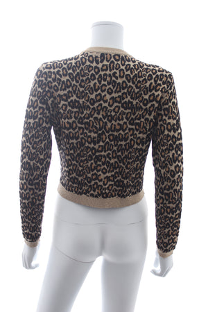 Miu Miu Leopard Metallic Wool-Stretch Cardigan