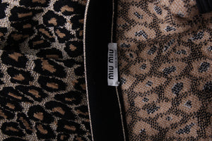 Miu Miu Leopard Metallic Wool-Stretch Mini Skirt
