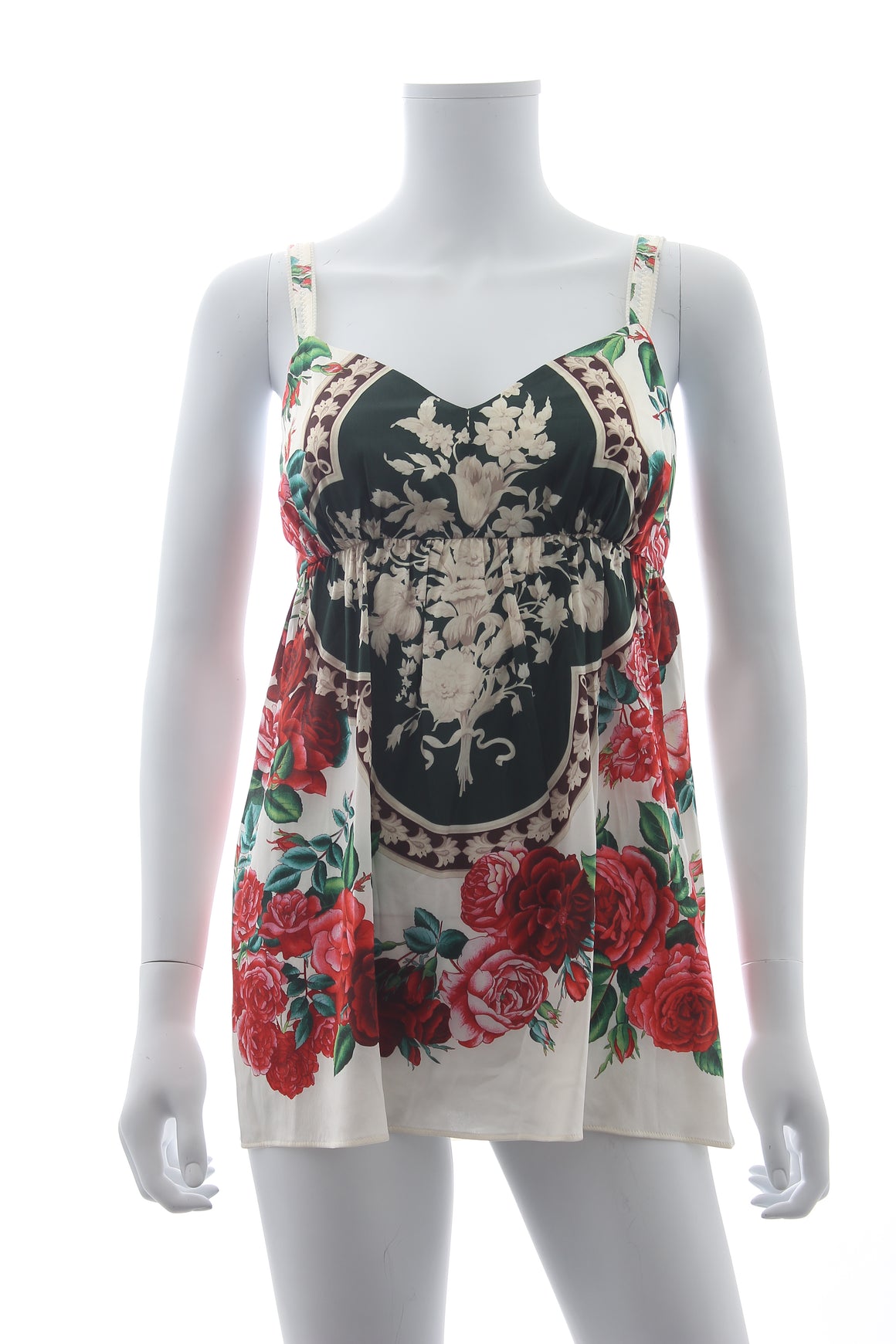 Dolce & Gabbana Rose Printed Satin Sleeveless Top