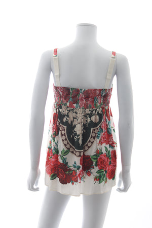 Dolce & Gabbana Rose Printed Satin Sleeveless Top