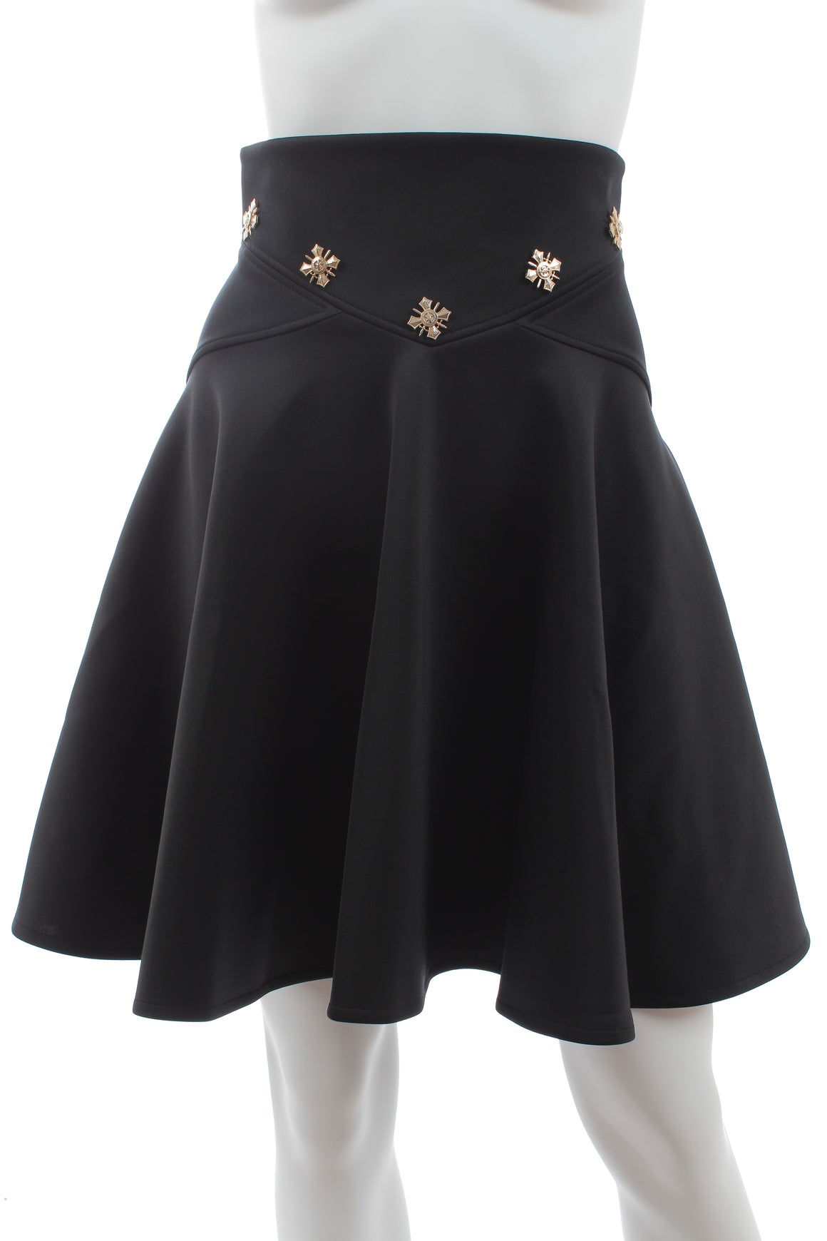 Versace Collection Embellished-Waist Flared Skirt