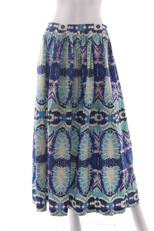 Emporio Sirenuse Printed Cotton Pleated Midi Skirt