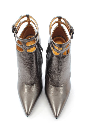Bottega Veneta Metallic Textured Leather Ankle Boots