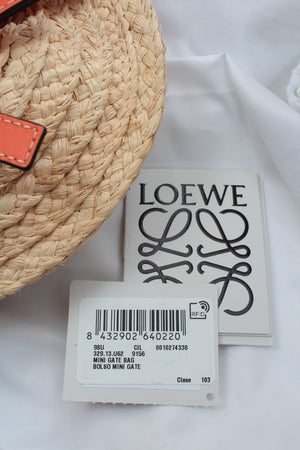Loewe Gate Mini Leather and Raffia Cross-Body Bag