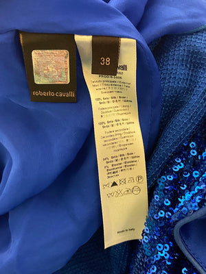 Roberto Cavalli Sequin Embellished Open-Back Silk Gown