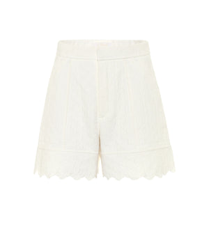 Chloe Scalloped Quilted Cotton Jacquard Shorts - Current Season