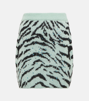 Alessandra Rich Zebra Intarsia Wool-Blend Mini Skirt