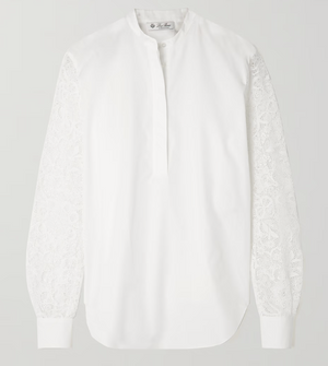 Loro Piana Ide Cotton-Poplin and Guipure Lace Shirt - Current Season