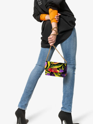 Balenciaga BB Chain Quilted Printed Velvet Shoulder Bag