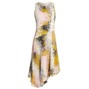 Diane von Furstenberg Klarra Asymmetric Splatter-Print Silk Dress