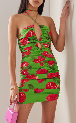 Magda Butrym Cutout Floral Ruched Silk Mini Dress - Spring '22 Collection