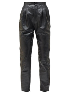Saint Laurent Tapered High-Waisted Leather Trousers